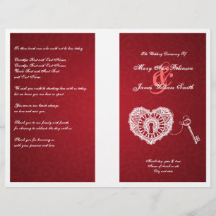 Elegant Wedding Program Key To My Heart Red