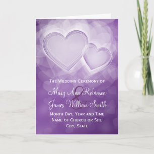 Elegant Wedding Program Modern Hearts Purple