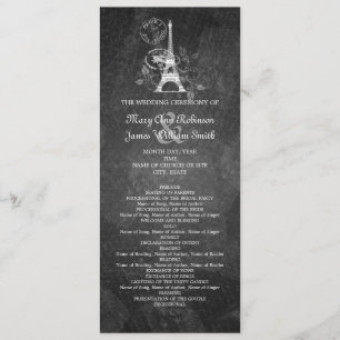 Elegant Wedding Program Romantic Paris Black