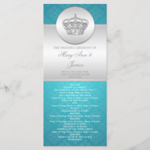 Elegant Wedding Program Royal Crown Blue