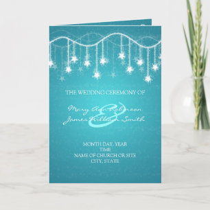 Elegant Wedding Program Shimmering Stars Blue