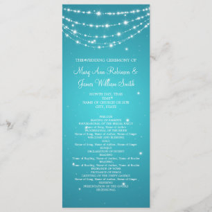 Elegant Wedding Program Sparkling Chain Blue