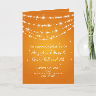 Elegant Wedding Program Sparkling Chain Orange
