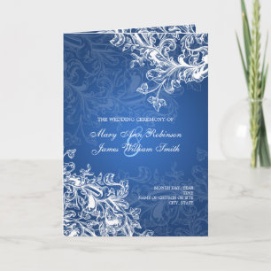 Elegant Wedding Program Vintage Swirls Blue