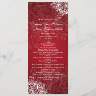 Elegant Wedding Program Vintage Swirls Red