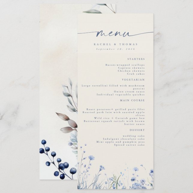 Elegant Wedding Reception Menu (Front/Back)