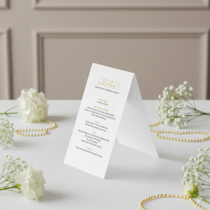 Elegant wedding reception menu table top