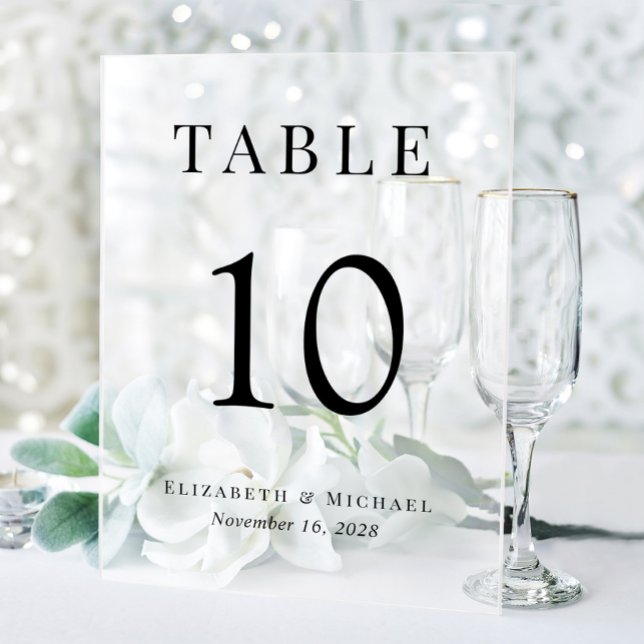 Elegant Wedding Reception Table Number Frosted Acrylic Sign (Creator Uploaded)
