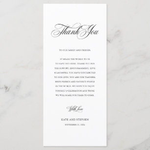 Elegant Wedding Reception Table Thank You Card