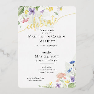 Elegant Wedding Reception Watercolor Wildflowers