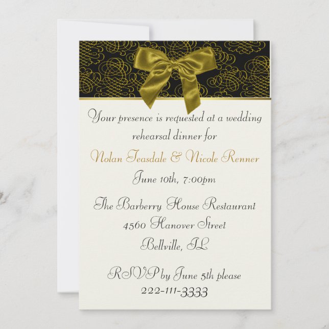 Elegant Wedding Rehearsal Dinner Invitation (Front)