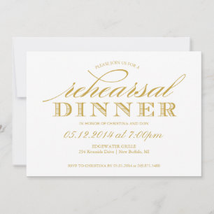 Elegant Wedding Rehearsal Dinner Invitation