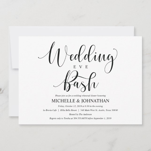 Elegant Wedding Rehearsal Dinner Invitation Card (Front)