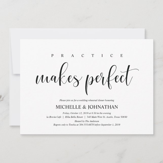 Elegant Wedding Rehearsal Dinner Invitation Card (Front)