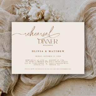 Elegant Wedding Rehearsal Dinner The Night Before Invitation