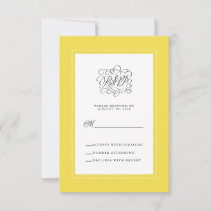 Elegant Wedding Reply Chic Enclosure Yellow Grey RSVP Card