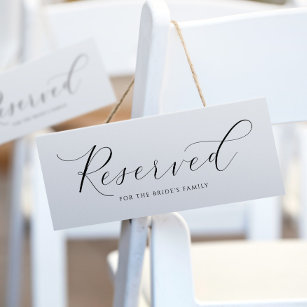 Elegant Wedding Reserved Sign to Hang on Chairs