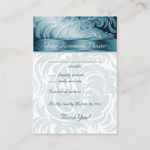 Elegant Wedding Response Cards Floral Leaf Teal