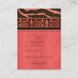 Elegant Wedding Response Cards  Zebra Damask CB