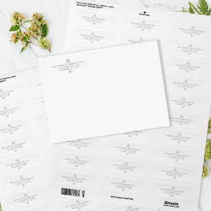 Elegant Wedding Return Address Black White Leaves
