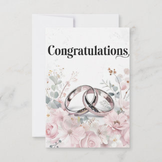 Elegant Wedding Rings and Floral Border  Card