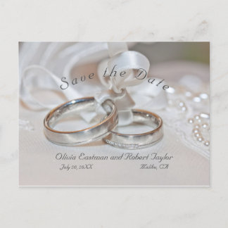 Elegant wedding rings  Save the Date Announcement Postcard