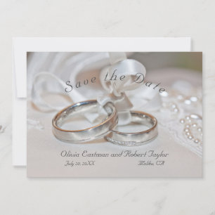 Elegant wedding rings Save the Date Invitation