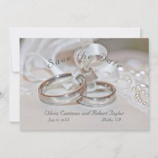 Elegant wedding rings  Save the Date Invitation