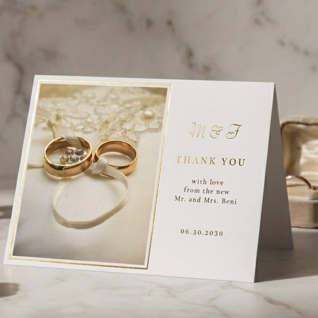 Elegant Wedding Rings Thank You Card (Creator Uploaded)