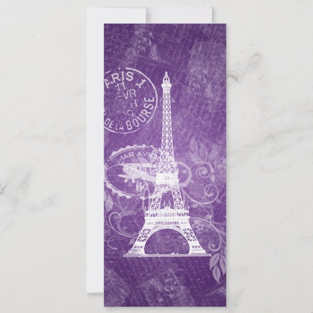 Elegant Wedding Romantic Paris Purple Invitation (Front)
