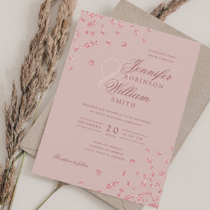 Elegant Wedding Rose Gold Confetti Blush Pink Invitation