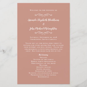 Elegant Wedding Rose Gold Modern Ceremony Program 