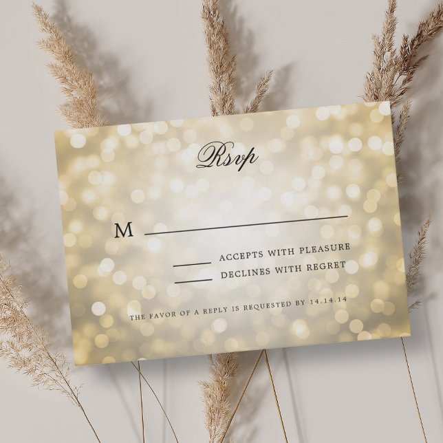 Elegant Wedding RSVP Bokeh Lights Vintage Gold  (Elegant Wedding RSVP Bokeh Lights Vintage Gold )