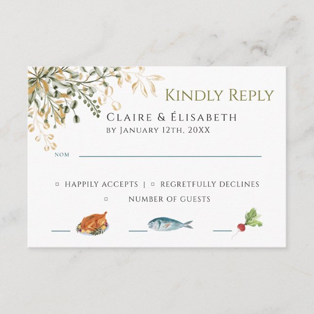 Elegant Wedding RSVP Card (Front)