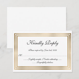 Elegant Wedding RSVP card with gold foil border
