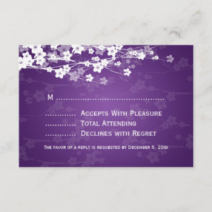 Elegant Wedding RSVP Cherry Blossom Purple