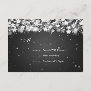 Elegant Wedding RSVP Dazzling Stars Black