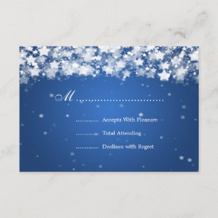 Elegant Wedding RSVP Dazzling Stars Blue Card