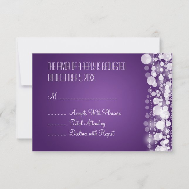 Elegant Wedding RSVP Dotted Purple Card (Front)