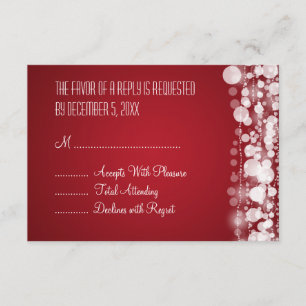 Elegant Wedding RSVP Dotted Red Card