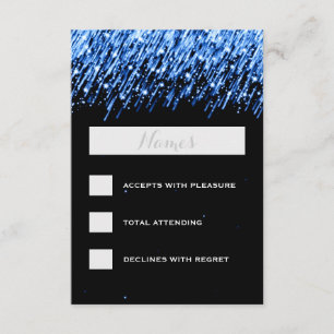 Elegant Wedding RSVP Falling Stars "Sapphire Blue" Card