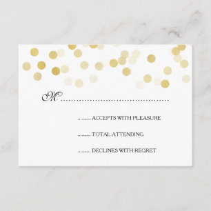 Elegant Wedding RSVP Faux Gold Foil Glitter Lights Card