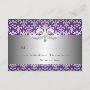 Elegant Wedding RSVP Fleur De Lis Purple
