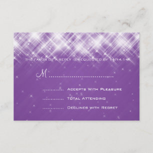 Elegant Wedding RSVP Glamourous Sparks Purple Card