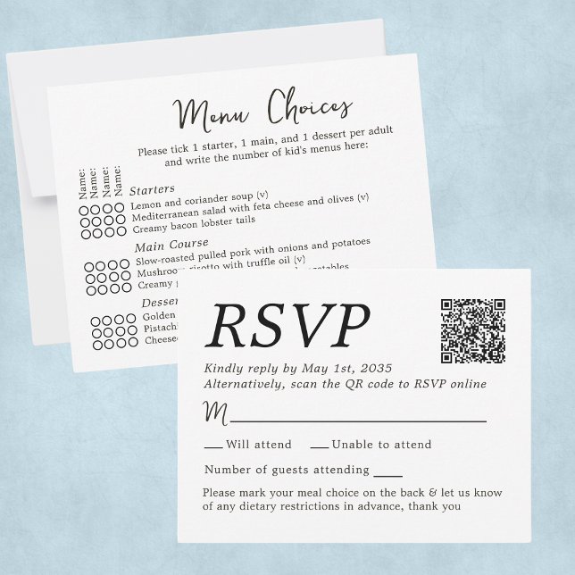 Elegant Wedding RSVP Menu Choices 4 Guests Card (Elegant Wedding RSVP Menu Choices 4 Guests Card
)