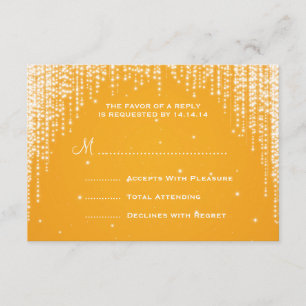 Elegant Wedding RSVP Night Dazzle Orange Card