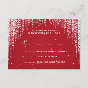 Elegant Wedding RSVP Night Dazzle Red