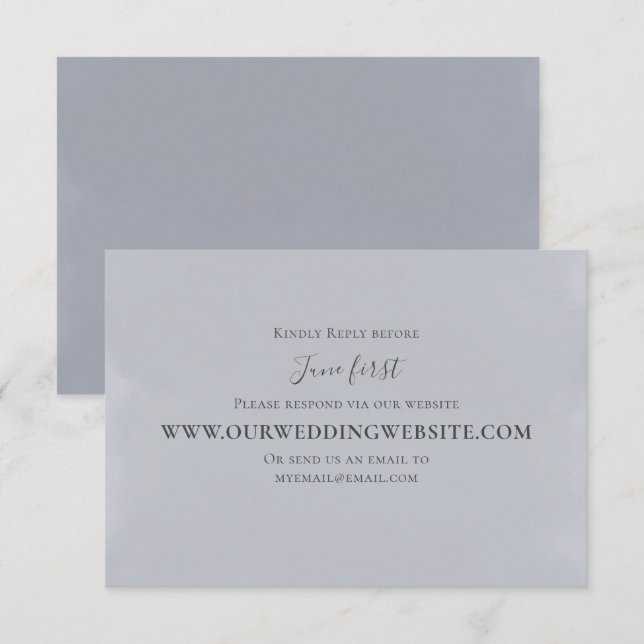 Elegant Wedding RSVP Online Light Blue Script (Front/Back)