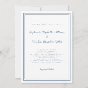 Elegant Wedding & RSVP QR Code Details Dusty Blue  Invitation