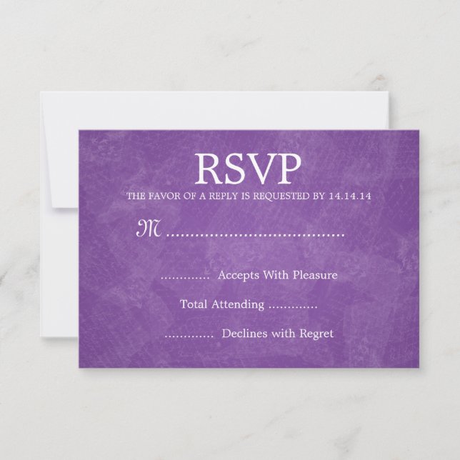 Elegant Wedding RSVP Romantic Paris Purple Card (Front)